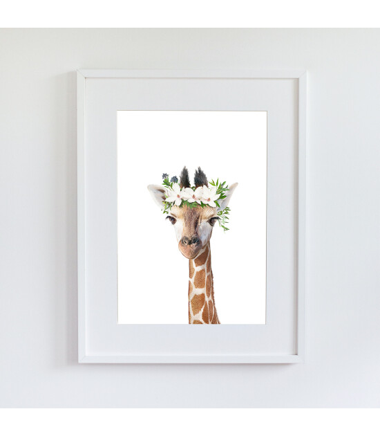 Little Forest Animals Gloria with Flower (Beyaz Çerçeve)