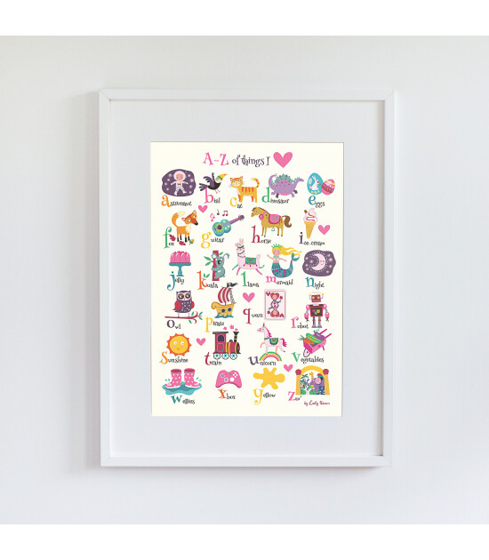 Little Forest Animals A-Z of Things I Love (Beyaz Çerçeve)