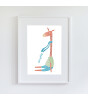 Little Forest Animals Cute Giraffe (Beyaz Çerçeve)
