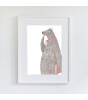 Little Forest Animals Fat Bear Tod (Beyaz Çerçeve)