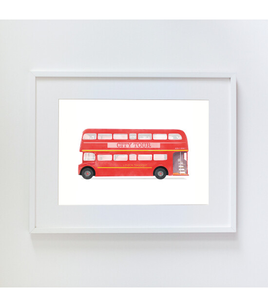 Little Forest Animals London Bus (Beyaz Çerçeve)