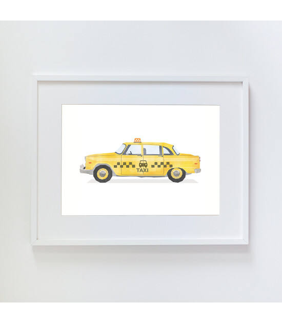 Little Forest Animals Classic Newyork Taxi (Beyaz Çerçeve)