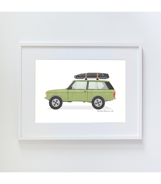 Little Forest Animals Green Range Rover (Beyaz Çerçeve)