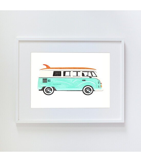 Little Forest Animals Hippie Van (Beyaz Çerçeve)