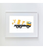 Little Forest Animals Yellow Cement Mixer Truck (Beyaz Çerçeve)
