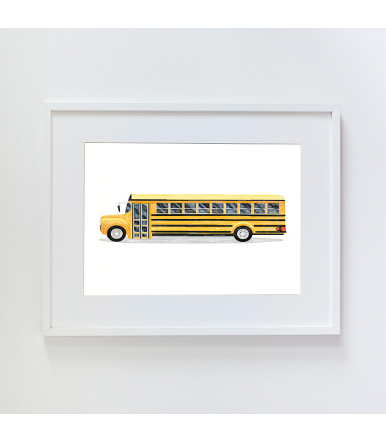 Little Forest Animals School Bus (Beyaz Çerçeve)