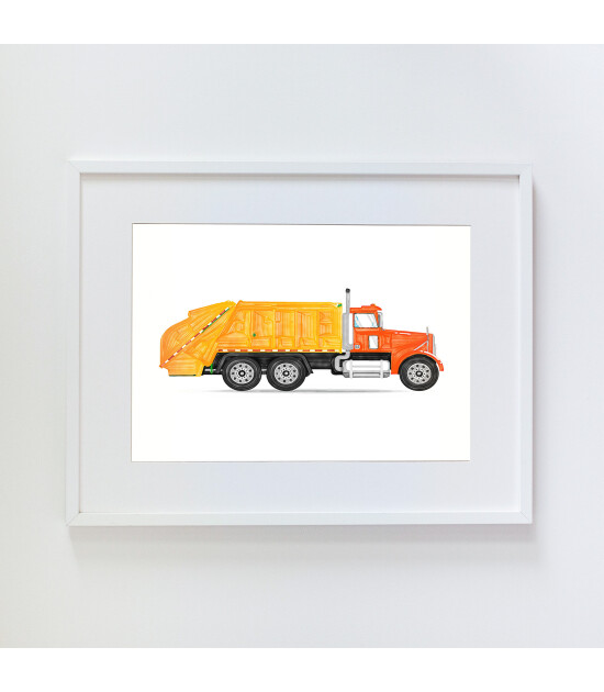 Little Forest Animals Yellow Garbage Truck (Beyaz Çerçeve)