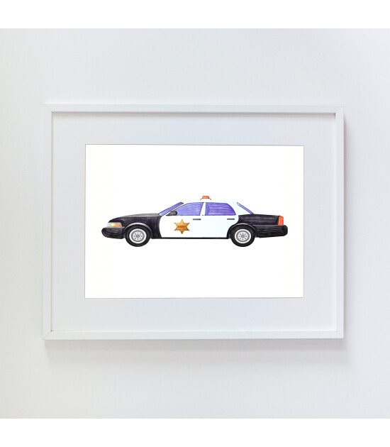 Little Forest Animals Police Car (Beyaz Çerçeve)