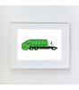 Little Forest Animals Green Garbage Truck (Beyaz Çerçeve)