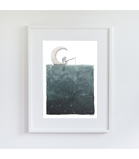 Little Forest Animals Star Fishing (Beyaz Çerçeve)