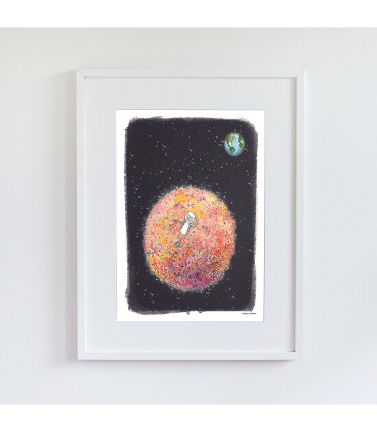 Little Forest Animals Pink Planet (Beyaz Çerçeve)