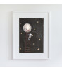 Little Forest Animals Picking Up the Stars (Beyaz Çerçeve)
