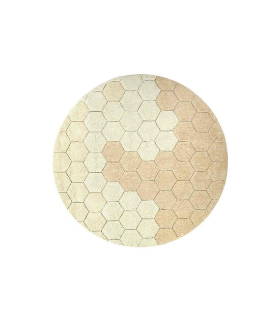 Lorena Canals Halı // Round Honeycomb Golden (140 cm)