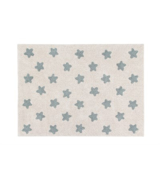 Lorena Canals Stars Halı // Vintage Mavi - Naturel (120x160cm)