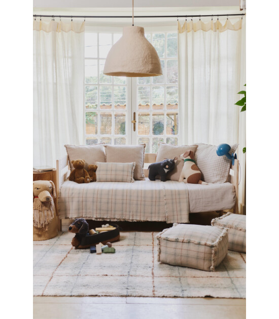 Lorena Canals Puf // Tartan - Blue Sage