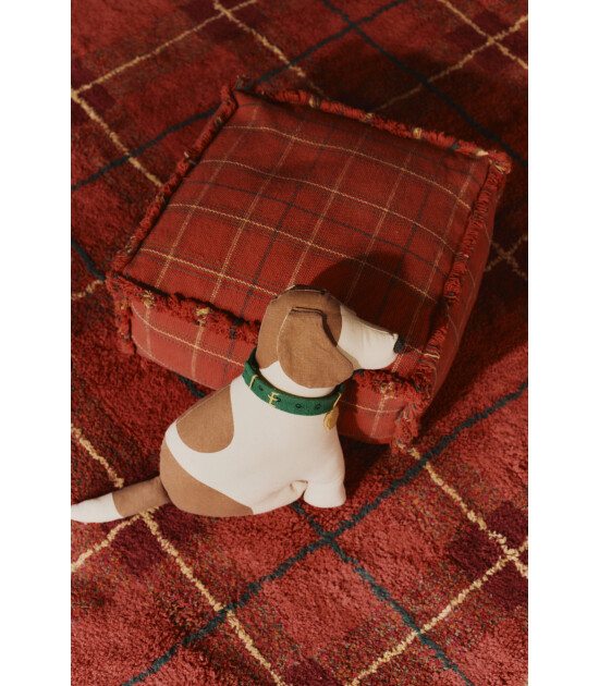 Lorena Canals Puf // Tartan - Mapple Red