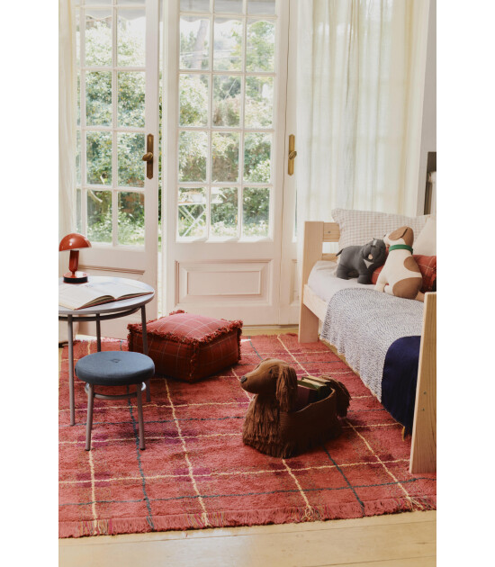 Lorena Canals Puf // Tartan - Mapple Red