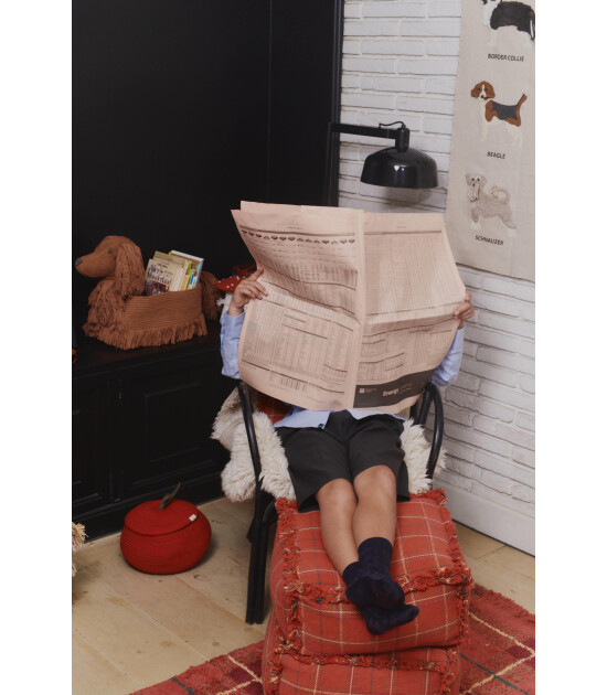 Lorena Canals Puf // Tartan - Mapple Red