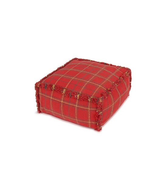 Lorena Canals Puf // Tartan - Mapple Red