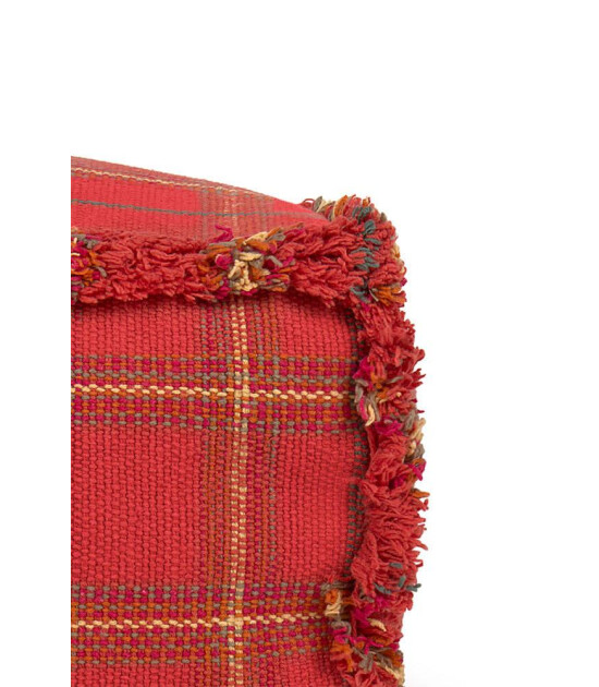 Lorena Canals Puf // Tartan - Mapple Red
