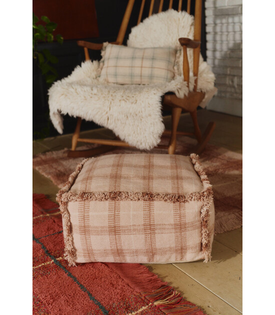 Lorena Canals Puf // Tartan - Rose