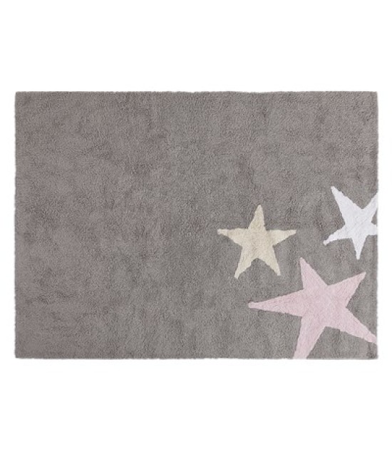 Lorena Canals Three Stars Tricolor Halı // Pembe - Beyaz - Sarı (120x160cm)