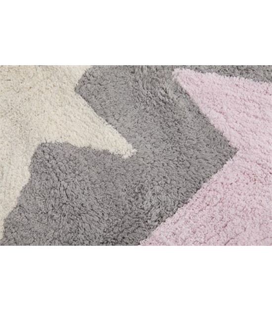Lorena Canals Three Stars Tricolor Halı // Pembe - Beyaz - Sarı (120x160cm)
