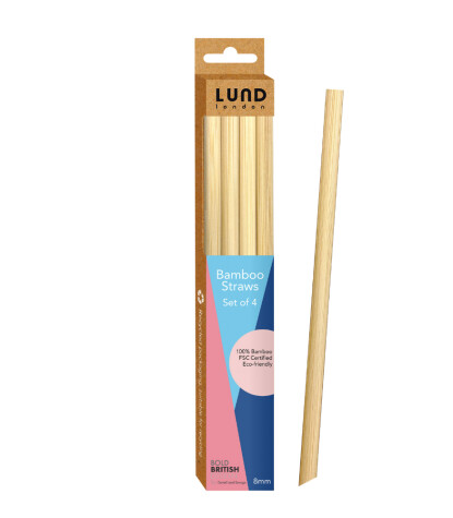 Lund London Bamboo Straws - 8 mm Bambu Pipet Set (4 Adet)