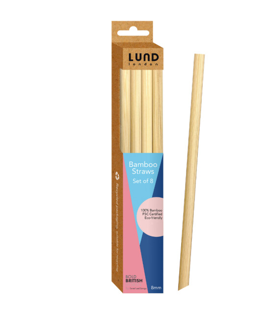 Lund London Bamboo Straws - 8 mm Bambu Pipet Set (8 Adet)