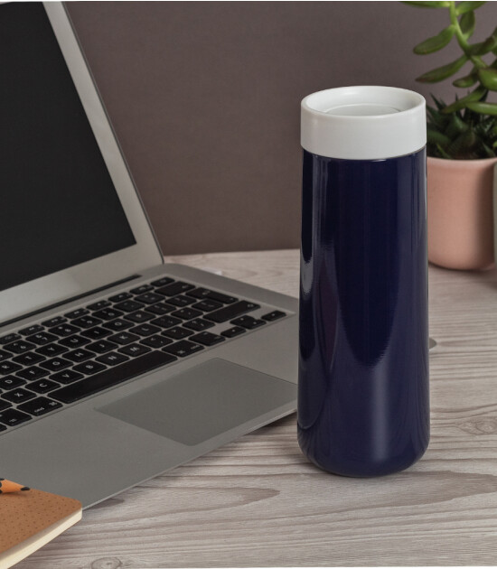 Lund London Travel Mug Termos Bardak (350 ml) // Indigo & White