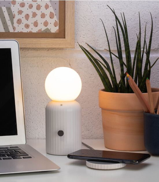 Lund London Gece Lambası ve Wireless Şarj // White