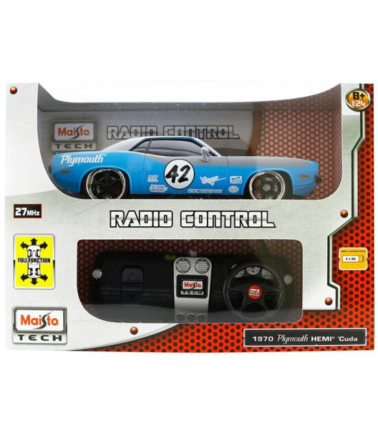 Maisto Tech 1:24 1970 Plymouth Hemi Cuda U/K Araba Mavi