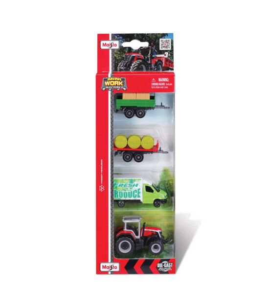 Maisto Mini Work Machines 4'lü Set - Massey Ferguson