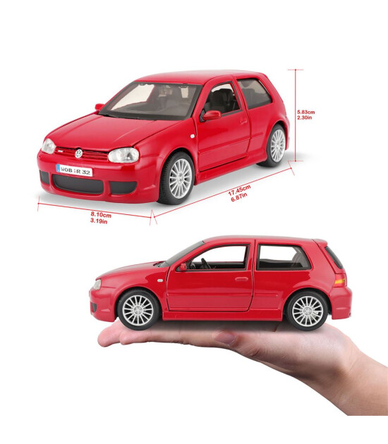 Maisto 1:24 Volkswagen Golf R32 Model Araba 31290 - Kırmızı
