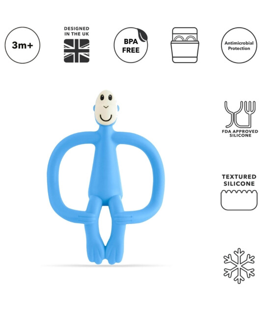 Matchstick Monkey Silikon Diş Kaşıyıcı // A&ccedil;ık Mavi