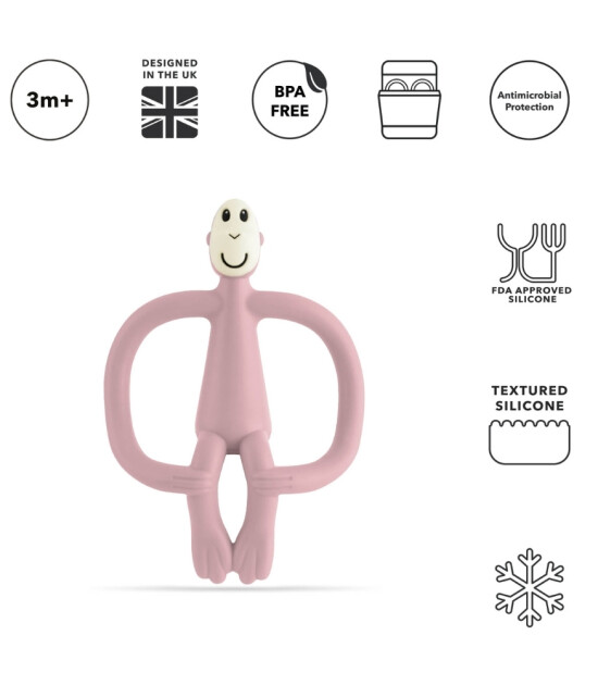 Matchstick Monkey Silikon Diş Kaşıyıcı // A&ccedil;ık Pembe