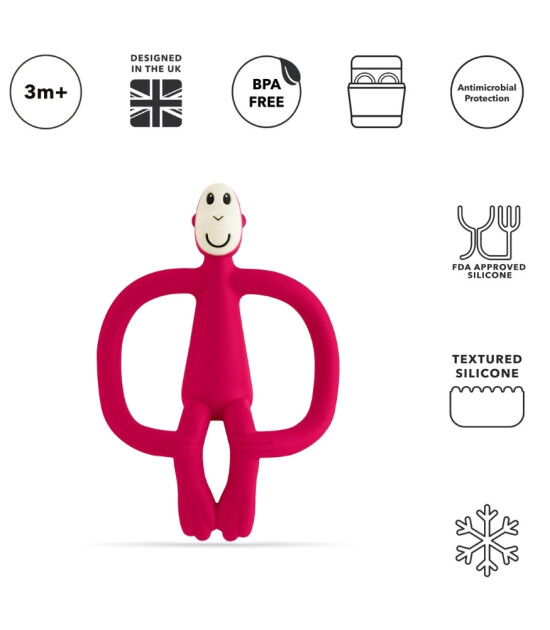 Matchstick Monkey Silikon Diş Kaşıyıcı // Kırmızı