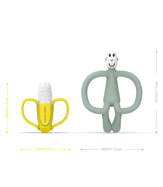 Matchstick Monkey Banana Silikon Diş Kaşıyıcı Hediye Seti // Mint Yeşili