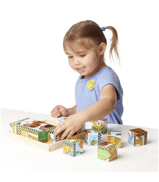 Melissa & Doug Ahşap Küp Puzzle // Evcil Hayvanlar (6 Yüz)