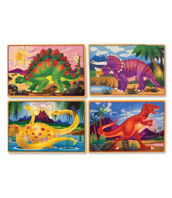 Melissa & Doug Ahşap Yapboz Seti // Dinozor (12 Parça x 4 Adet)