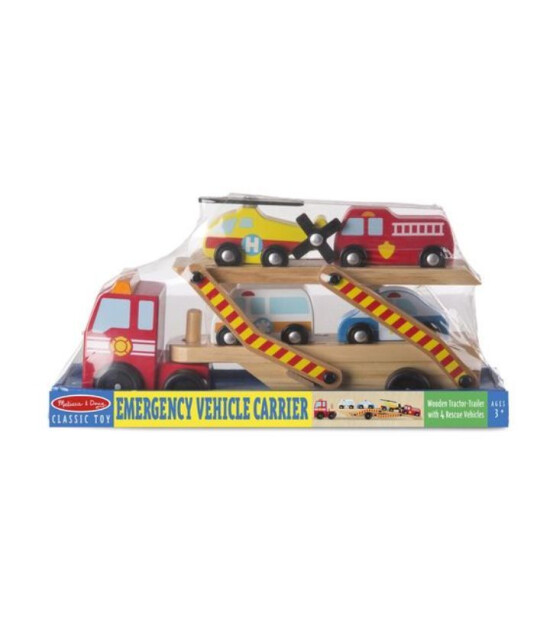 Melissa & Doug Ahşap Acil Yardım Araçları Taşıyıcı Tır