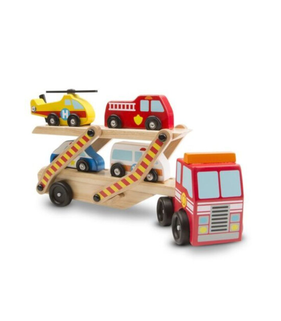 Melissa & Doug Ahşap Acil Yardım Araçları Taşıyıcı Tır