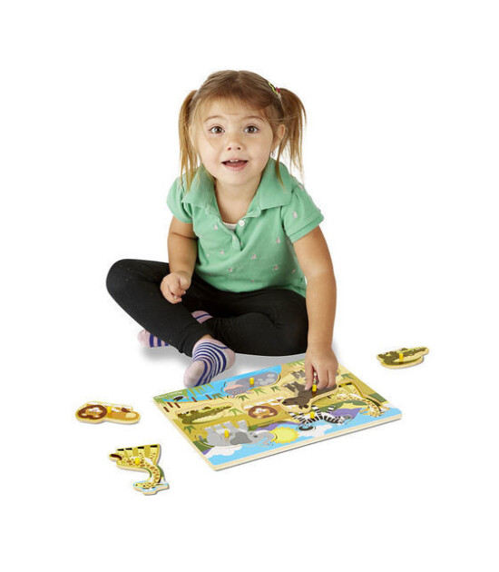 Melissa & Doug Ahşap Tutmalı Yapboz // Safari Hayvanları