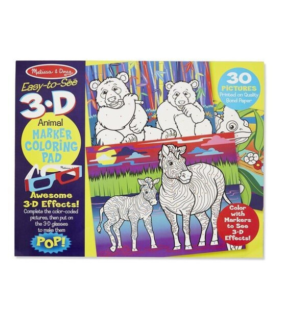 Melissa & Doug 3D Marker Boyama Kitabı - Hayvanlar