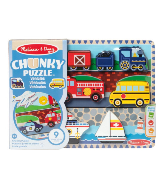 Melissa & Doug Ahşap Tombul Yapboz // Ara&ccedil;lar (9 Par&ccedil;a)