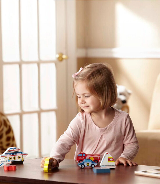 Melissa & Doug Ahşap Tombul Yapboz // Ara&ccedil;lar (9 Par&ccedil;a)