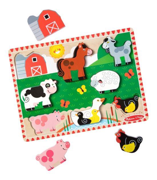 Melissa & Doug Ahşap Tombul Yapboz // &Ccedil;iftlik (8 Par&ccedil;a)