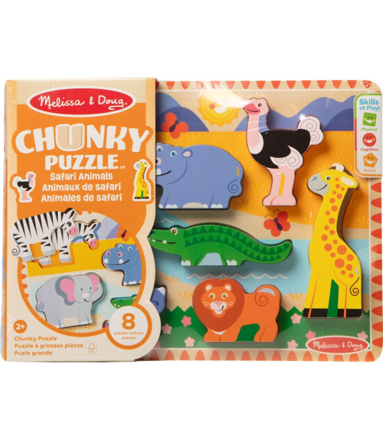 Melissa & Doug Ahşap Tombul Yapboz // Safari (8 Par&ccedil;a)