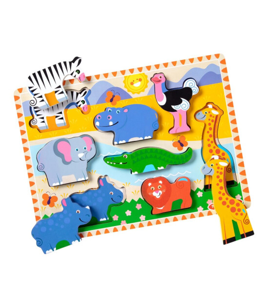 Melissa & Doug Ahşap Tombul Yapboz // Safari (8 Par&ccedil;a)