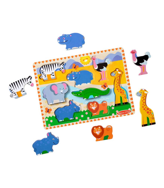 Melissa & Doug Ahşap Tombul Yapboz // Safari (8 Par&ccedil;a)